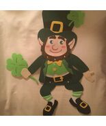 St Patricks Day hanger door wall Leprechaun sign clover green - $14.00