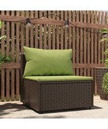 Patio Middle Sofa with Cushions Brown Poly Rattan - $2,746.95 MXN