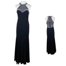 Say Yes To The Prom Gown Dress 5 Black Halter Rhinestone Embellished Full Length - £39.26 GBP