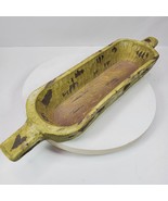 Vintage Farmhouse Wood Dough Bowl 19x5x2 Inch w/ Handles Distressed - $57.97