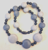 Avon Sand Pebbles Necklace Sea Blue Gray Speckled Bead 1986 VTG 20 inch - $19.73