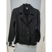 Eddie Bauer Black Button Front Jacket Size S Fleece Peacoat Style Warm O... - $40.00