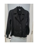 Eddie Bauer Black Button Front Jacket Size S Fleece Peacoat Style Warm O... - $744.00 MXN