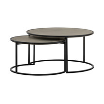 Set of Two 32" Gray And Black Concrete And Metal Round Nested Coffee Tables - $17,916.74 MXN