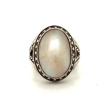 Vintage Signed Sterling Carlisle Carolyn Pollack Oval Mother of Pearl Ring sz 8 - £50.61 GBP