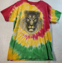 Ring of Fire Lion T Shirt Mens Large Multi Tie Dye 100% Cotton Round Nec... - $13.97