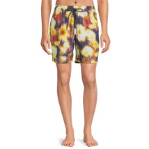 No Boundaries Men&#39;s Elastic Waist Swim Trunks 7&quot; Inseam Yellow Chambray ... - $19.79