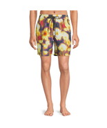 No Boundaries Men&#39;s Elastic Waist Swim Trunks 7&quot; Inseam Yellow Chambray ... - $27.77 CAD