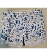 Tommy Bahama Womens Denim Shorts Blue Tropical Coastal Cabana Cuff Size 26 - £14.80 GBP