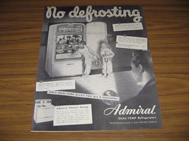 1948 Print Ad Admiral Dual Temp Refrigerators &amp; Electric Range Midnight ... - £11.15 GBP