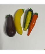 Vintage Murano type Glass Vegetable Set Squash Corn Pepper Eggplant - $618.40 MXN