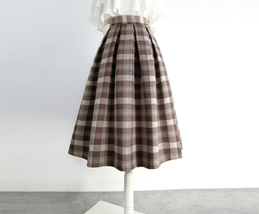 Winter A-line Black Midi Party Skirt Women Plus Size Woolen Midi Pleated Skirt image 8