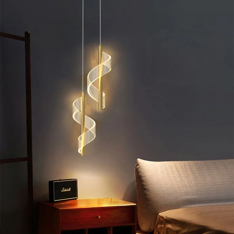 Modern LED Pendant Lights Gold/Black Bedside Hanging Lamp Indoor Lighting - $14.34+