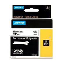 Dymo Rhino Permanent Polyester Black on White (19mmx5.5m) - £47.43 GBP