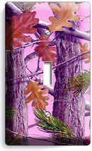 Pink Oak Leaves Mossy Tree Camo Camouflage Single Light Switch Plate Girls Room - £8.29 GBP