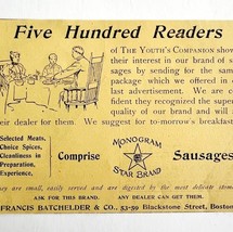 Monogram Star Brand Sausages 1894 Advertisement Victorian Batchelder ADBN1h - $19.99