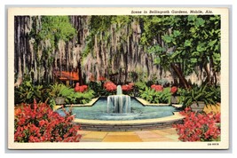 Spanish Moss and Fountain Bellingrath Gardens Mobile AL UNP Linen Postcard N25 - £1.48 GBP