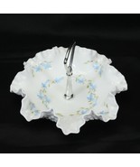Fenton Hobnail Bon Bon Candy Dish Blue Flowers  Hand Painted - $35.27