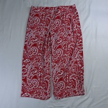 LOFT 14 Red White Paisley Wide Leg Cropped Stretch Womens Dress Pants - £23.72 GBP
