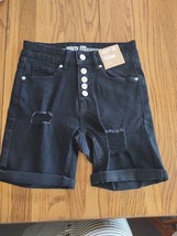 Route 66 Bermuda Size 2 Black Jeans Ripped Shorts - £23.25 GBP