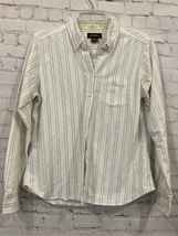 Eddie Bauer Womens Large Button Up Shirt Blue Yellow Stripe 100% Baumwoll Cotton - £15.46 GBP