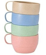 Four (4) ~ Wheat Straw Rice/Plastic Handled Mugs ~ 12 oz. Coffee ~ Drink... - €25,84 EUR