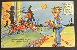 Vintage Postcard Joke Comedy  Dark Man Cheating - CT Shadows Comics - £2.43 GBP