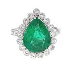    

3.55ct Emerald &amp; Diamond 18kw Ring - R10428 - £2,479.14 GBP