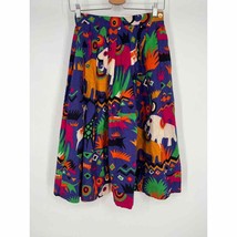 Vintage Batya Pleated Midi Skirt Sz 6 Colorful Animal Print Boho - $24.50