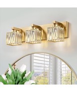 Modern Crystal Bathroom Vanity Light 3-Lights Gold Brushed Brass Finish ... - £54.01 GBP