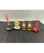 Vintage Lot O 4 Assorted Christmas Candles Gurley Unbranded Santa Angel - $13.58 CAD