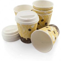 MAXPERKX 8oz Ripple Cups With Lids - Paper Disposable Cups for Tea, Coffee, Hot  - £5.97 GBP