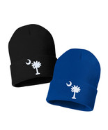 SC PALMETTO TREE MOON - Embroidered Cuffed Beanie Hat, Winter Hat, beanie - €14,54 EUR