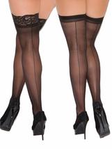 Angelique Womens Plus Size Black Back Seam Thigh High Stockings For Gart... - $21.95