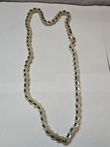 Vintage Long Clear Button Design Blue Rope Necklace , 27&#39;&#39; Length - £7.55 GBP