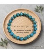 Artisan Handcrafted 8mm Natural Turquoise Stone Bracelet – Genuine Earth... - $24.99