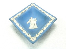 Blue Wedgwood Jasperware Trinket/Pin Dish, Lady Playing Harp Diamond Shaped Tray - £15.59 GBP