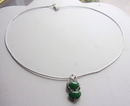 18K White Gold Imperial Jade Jadeite Heart Pendant Necklace Diamond Rhin... - $235.95