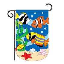 Tropical Fish - Applique Decorative Garden Flag - G157024-P2 - $19.97