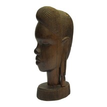 Hand Carved Wood Woman Sculpture African Art Head Statue Figure 9&quot; Height - $24.72