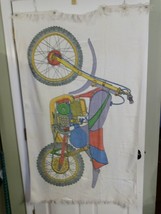 Vintage 1970s Lady Pepperell Bath Towel Motorcycle Street Bike 56.5&quot; x 35&quot; - £69.59 GBP