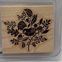 Tweet Leaves Stampin&#39; Up! Wood Mounted Stamp - £7.65 GBP