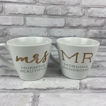 Mud Pie Mr Morning Handsome Mrs Morning Beautiful Coffee Tea Mug Set Wed... - $28.44