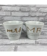 Mud Pie Mr Morning Handsome Mrs Morning Beautiful Coffee Tea Mug Set Wed... - £22.73 GBP