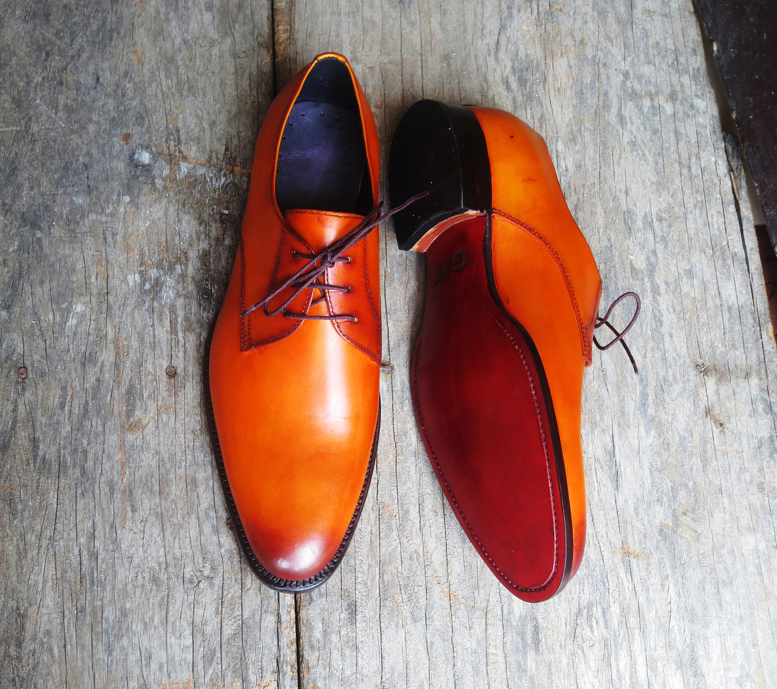Handmade Men’s Tan Color Leather Shoes, Stylish Derby Dress Formal Lace Up Shoes