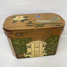 Vtg Wooden Box Purse Mississippi State Cloth Lined Hand Painted Folk Art Jackson - £20.70 GBP