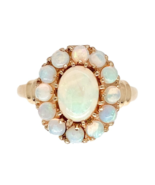 Vintage 10k Yellow Gold Genuine Natural Opal Rosette Ring Size 7.75 (#J7... - $513.81
