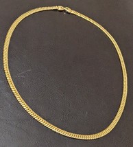 Vintage Napier Necklace Gold Tone Herringbone Chain Textured 30&#39;&#39; - £19.87 GBP