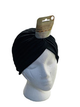 Women’s Pleated Stretchable Black Turban One Size - £12.55 GBP