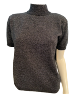 Karen Scott Women&#39;s Short Sleeve Metallic Black/Silver Mock Neck Sweater... - €16,25 EUR